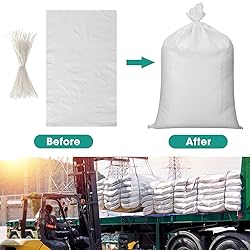 Windyun 200 Pcs White Empty Sandbags with Ties 18 x