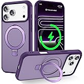 CHAOFEnG Magnetic Compatible with iPhone 17 Pro Max Case with Stand [Military Grade Drop Tested][Compatible with Magnet] Ring Translucent Slim Hard Back Soft Edge, Purple
