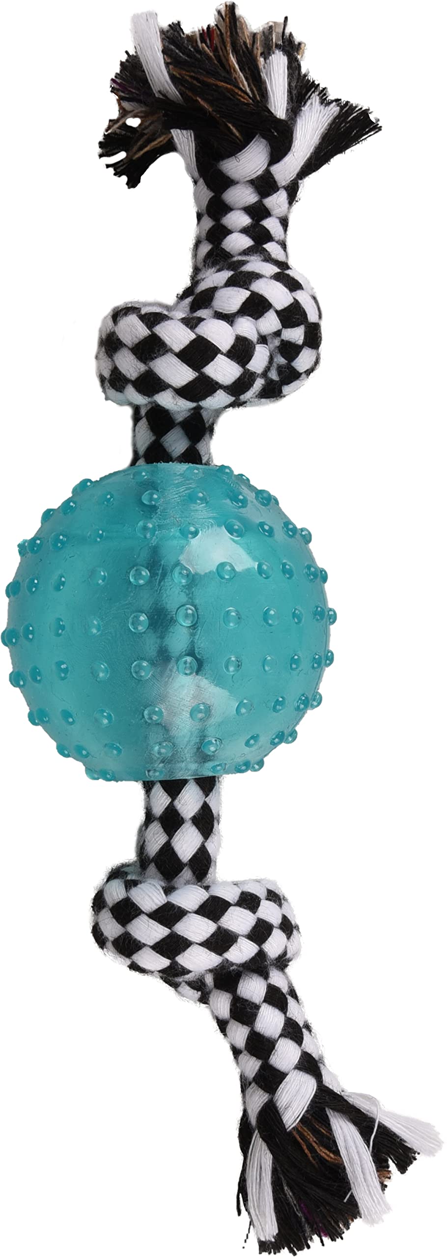 Flamingo F DJENGO Dog Toy Rope with TPR Ball, Blue, 23 cm