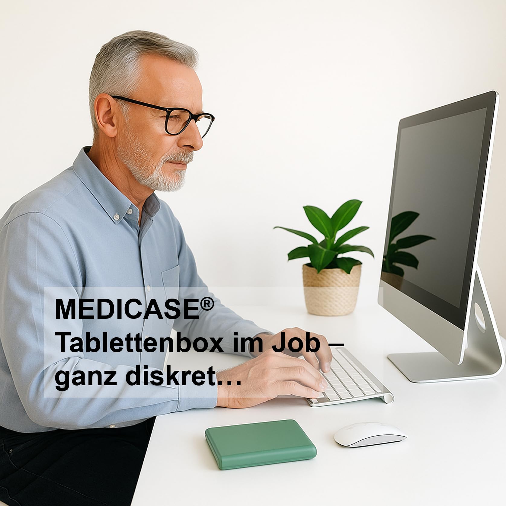 MEDICASE Exklusive und diskrete Tablettenbox 7 Tage | Dänisches Design | Hohe Qualität & Langlebigkeit | Für Heimgebrauch & Unterwegs | Kleine Dispenser, 4 Fächern, Wochentage auf Deutsch | Staub Grün 6
