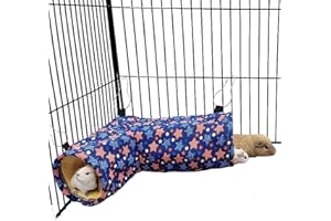 EAEDMY Guinea Pig Rat Ferret Hammock, Small Animal Corner Tunnel & Tubes & Bed for Hedgehog Piggy Chinchilla Hideout Toys and Cage Accessories
