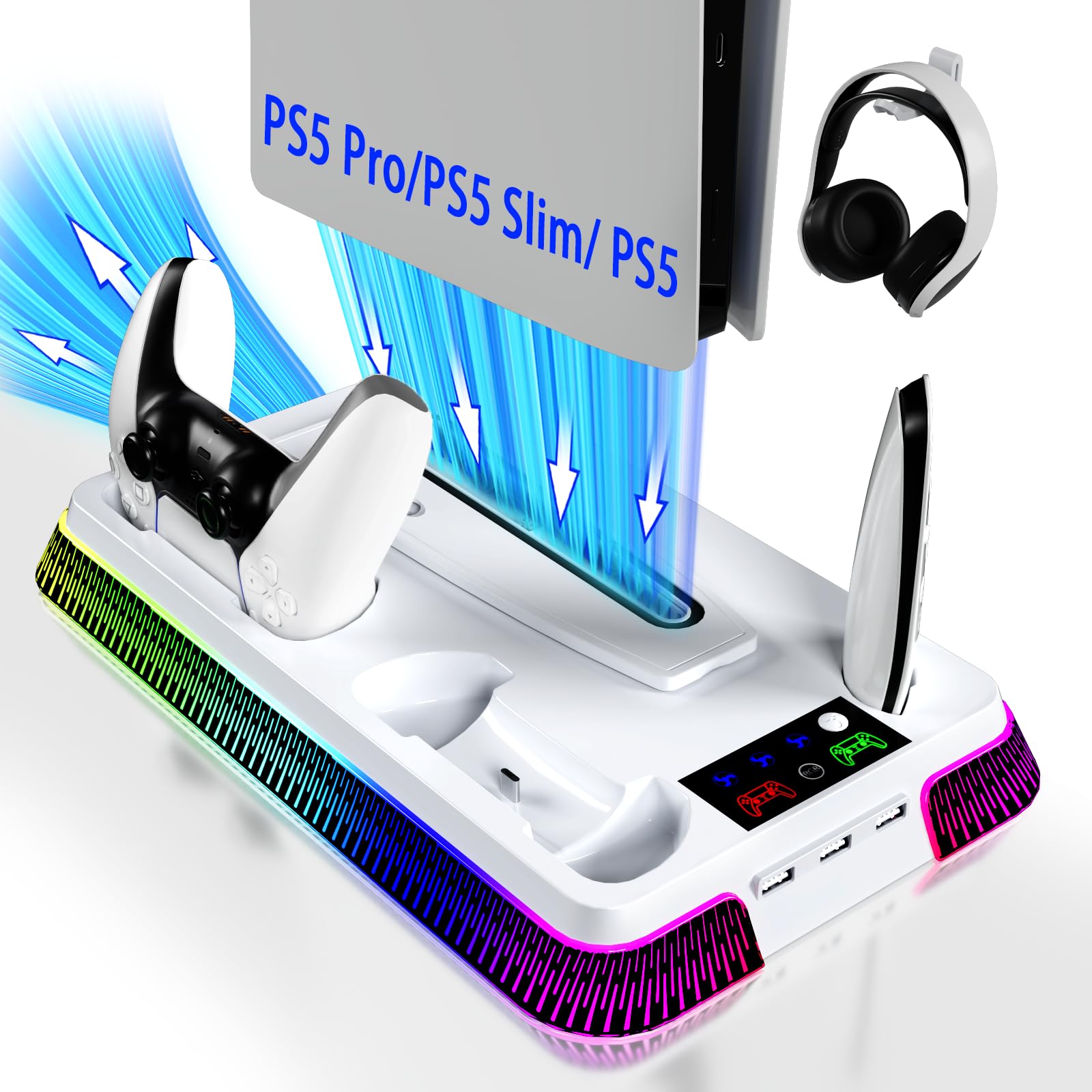 Photo 1 of (incomplete item) PS5 Cooling Station, PS5/Slim/Pro Stand with Dual Charging Station for PlayStation 5, PS5 Accessories Kits