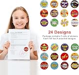 ZTMY 1500PCS Reward Stickers 3 Roll 24 Designs Multicoloured Classroom Kids view 3
