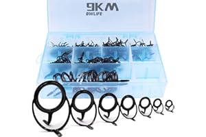 9KM DWLIFE Fishing Rod Guides 50/100/120 Pcs Fishing Rod Repair Kit Spinning Rod Guides Stainless Steel Rod Eyelets Fishing Rod Replacement Guides