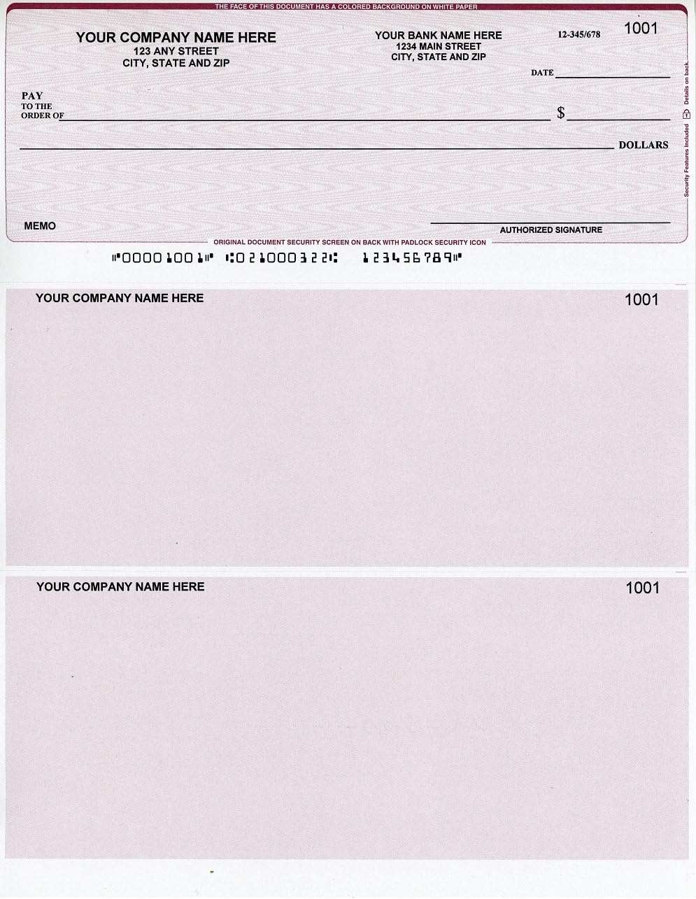 Printed Computer Laser Checks Check on Top Compatible