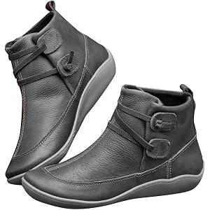 BCVBBMQ Fall Ankle Boots for Women 2026 Arch Support Vintage Casual Short Ankle Booties No Heel Lace Up Retro Damping Slip On