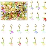 COGCHARGER 72Pcs Flower Zipper Clip On Bag Purse Charms for Jewelry Making Bulk Cute 18 Color Floral Beads with Lobster Claw Clasp Pendants for Handbags Keychain Decoration DIY Supplies