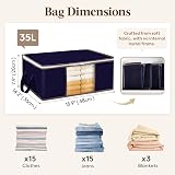 Lifewit 35L Clothes Storage Bag 3 Pack with Lids Underbed Organiser Blue view 2