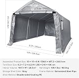 VEVOR 10x15x8ft Outdoor Storage Shed Tent Canopy Carport Heavy Duty Garage view 7