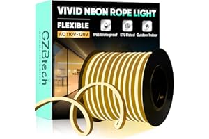 GZBtech Flexible LED Neon Rope Lights 132FT,AC 110-120V Waterproof Strip Light, 120 LEDs/M Cuttable Connectable Neon Lighting for Indoor Outdoor Home Decor/Commercial Building Use-Warm White 40M