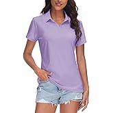 TACVASEN Women's V-Neck Polo Shirts UPF 50+ Short Sleeve Sun Protection Quick Dry Golf Polos Collared Shirt