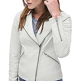 Azrah 100% Leather Jacket for Women - Collarless Deep Neck & Slim Fit - Moto, Bomber, Biker Winter Casual Wear