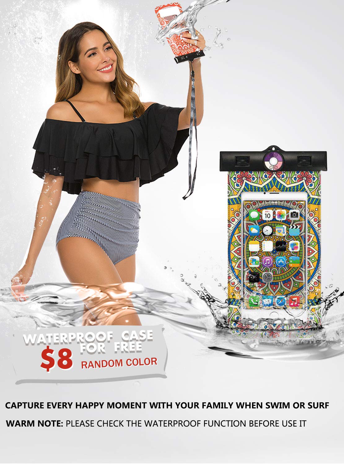 TRENDOUX Womens Swimsuits, Off The Shoulder Bathing Suits - Two Piece Flounce Crop Top Ruffle Bikini - Modest High Waisted Swimwear - Tummy Control Beachwear for Girls - Black S