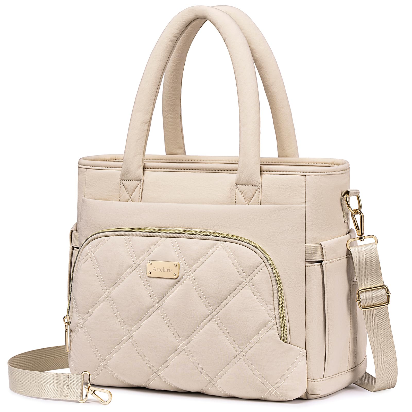 Photo 1 of Artelaris Lunch Bag Women, Adult Insulated Lunch Box, Leakproof Lunch Cooler Bag, Reusable Large Lunch Cooler for Work, Picnic, Travel (Beige)