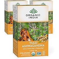 Organic India Tulsi Ashwagandha Herbal Tea - Stress Relieving & Balancing, Immune Support, Adaptogen, Vegan, Gluten-Free…