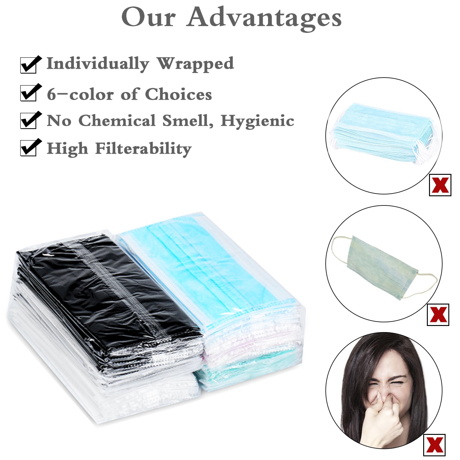 Surgical Mask Disposable Medical Face Mask Individually Wrapped for Flu