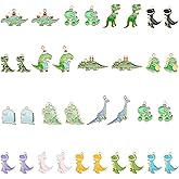 JJGQAZ 30 pcs Dinosaur Charms Pendant For Jewelry Making Mixed 15 Styles Enamel Animal Charms for Necklace Bracelet Earring Christmas Jewelry DIY Crafting