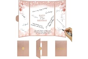 Trgowaul 75th Birthday Guest Book Alternative Decorations for Women, Rose Gold Happy 75th Birthday Decorations, 75 Years Old Party Signature Certificate, Card 75th Birthday Party Supplies Gift Sign