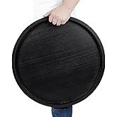 Round Ottoman Tray for Coffee Table Living Room Wood Serving Tray Large Wooden 24 Inches Black