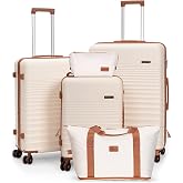 CONCEPTEN Luggage Sets 5 Piece, ABS+PC Hardshell Suitcases with Wheels | TSA Lock, 22x14x9 Airline Approved Carry On, Spinner Wheels, Matching Travel Bags, Travel Luggage