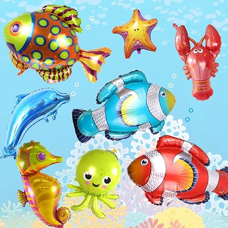 Amazon 誕生日飾り付け 海の動物 パーティー 飾り ドルフィン サメ風船 子供 お店 部屋 イベント装飾 風船 バルーン おもちゃ