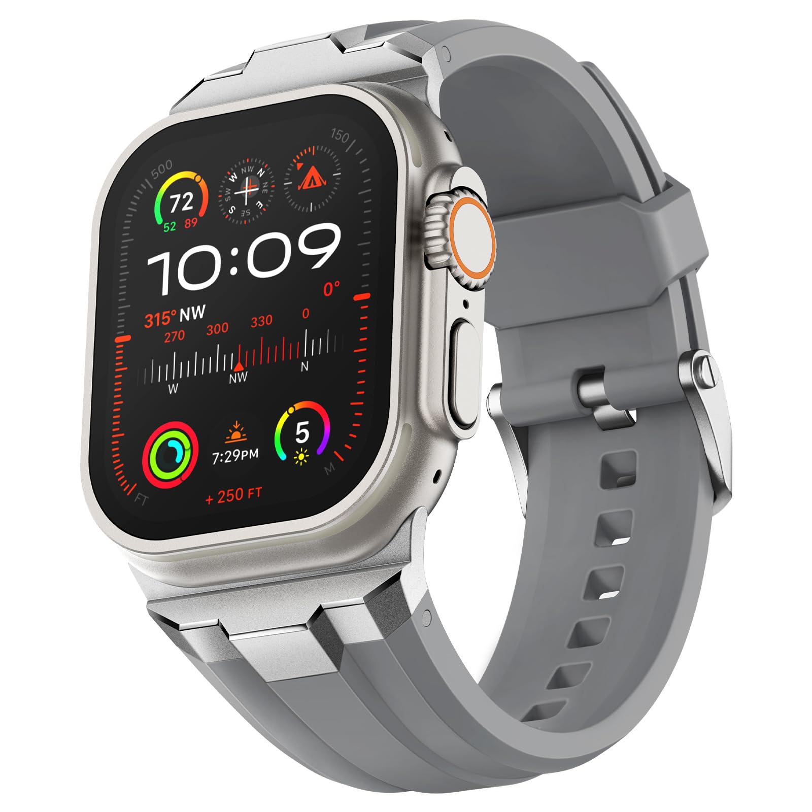 Suitisbest Armor Sport Strap for Apple Watch Ultra 3/2/1 49mm, Series 11/10 46mm, Series 9/8/7 45mm, Series 6/5/4/SE 44mm, Series 3/2/1 42mm Durable Metal Connector Silicone Strap for Men