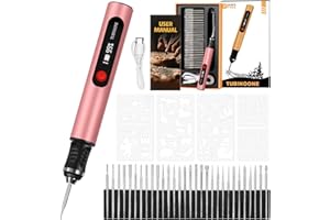 Engraving Pen by TUBINOONE, Ultimate Cordless Portable Tool for Artists & DIYers - Engrave 50+ Surfaces - Beginner Friendly - Rechargeable - Free 30 Bits & Mastery Guide (Rose)