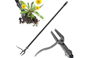 RexWeed Weed Puller Tool, Heavy-Duty Weeder 3-Section Steel Stand Up Weed Puller, 46" Adjustable Handle Weeding Tool for Effortless No Bending Root Removal of Dandelions, Thistles & Crabgrass
