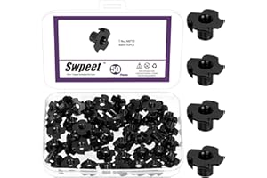 Swpeet 50Pcs M6×10 Zinc Plated T-Nuts, 4-Pronged Tee Nut, Threaded Inserts, T-Nut Wood Insert for Furniture, Cabinet, Wood, R