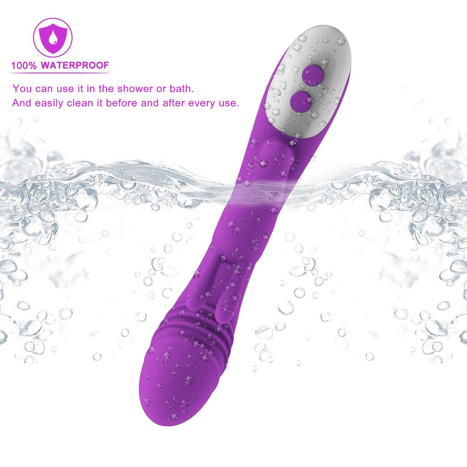 Vibratoren für Sie Klitoris und G-punkt Stimulation mit Stoßfunktion,James Love Silikon Dildo Dual Motoren Rabbit Vibrator mit 7 Vibrationsmodi, Sexspielzeug für frauen und paare,Wasserdicht,leise (Lila)