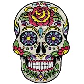 Sugar Skull Calavera Patch Embroidered Iron-On Skeleton Day of the Dead Emblem
