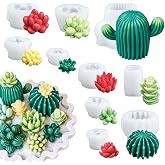 10 Pack Succulent Silicone Mold, 3D Cactus Candle Molds for Candle Making | Large Cactus Silicone Mold, Small Succulent Candle Molds for Soap Cake Chocolate, Flower Candle Mold, Non-Stick Easy Release