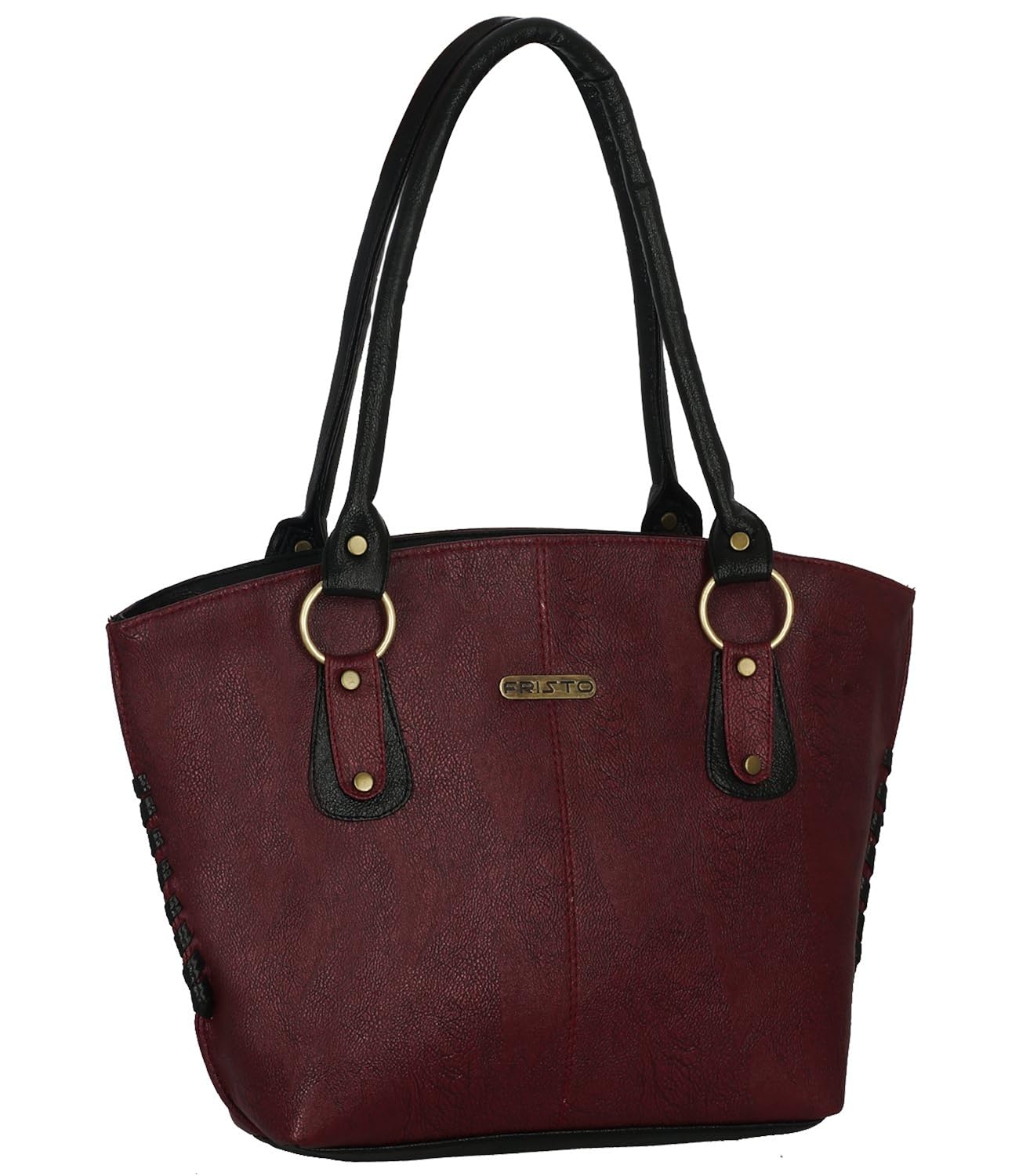 fristo women's handbag (frb-060) maroon and black