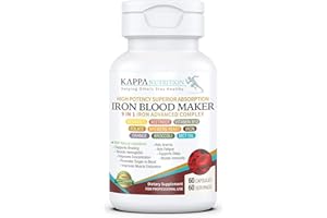KAPPA NUTRITION Iron 26mg, Vitamin C & Orange 150mg, Folate 667mcg DFE, Vitamin B12, Beetroot, Brewers Yeast, Broccoli & MCT Oil 9 in 1 Advanced Complex (60 Capsules)