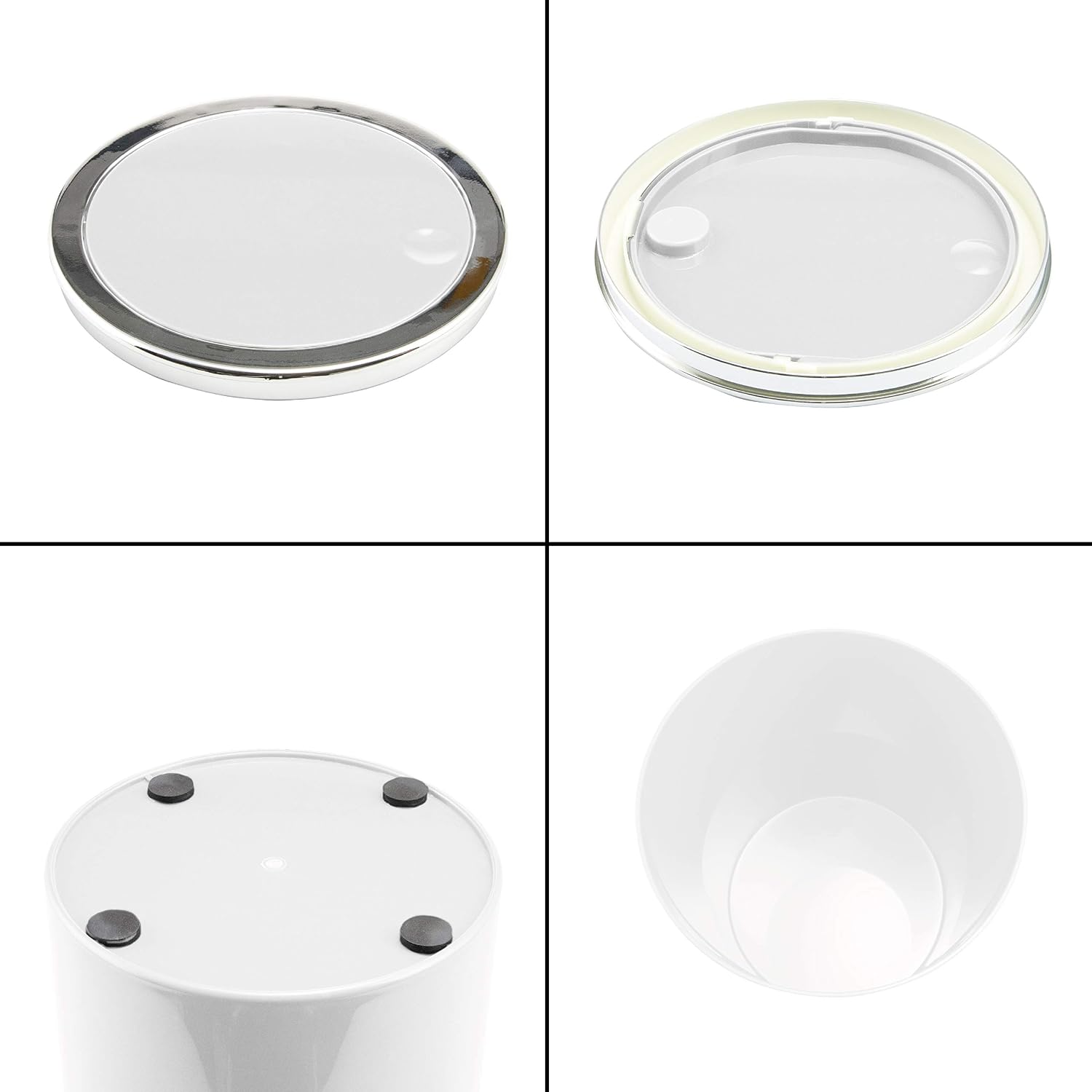 Bremermann Savona bathroom range cosmetic bin with swing lid, plastic, 5.5 litres, White, ca. diameter 19 x 24,5 cm Höhe - Image 5