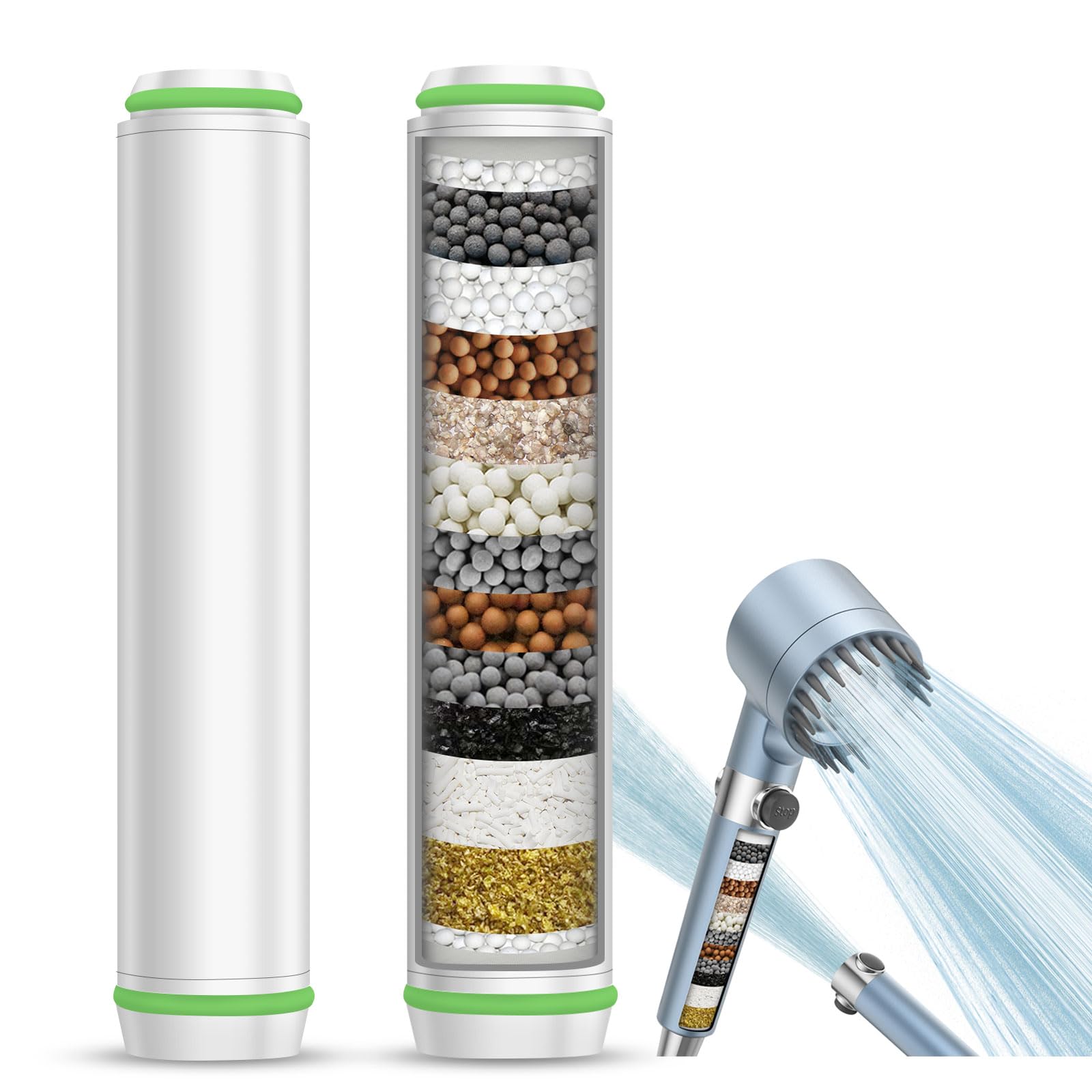 2 Pack Shower Filter for Hard Water, Only for Asin:B0CX94PPVQ, B0D9VR54ST, B0CQY4ZT6K, B0D3ZXNJP7, Digiroot 15 Stage Water Softener Shower Head Filter Replacement Cartridge Reduces Chlorine, Fluoride