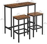 VASAGLE Bar Table Set 2 Stools 100x40 cm Rustic Industrial Steel Frame LBT218B01 view 2
