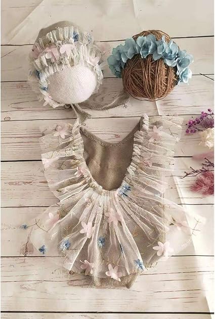 Pohove Baby Fotografie Requisiten Spitzenmutze Strampler Fur Neugeborene Madchen Fotoshooting Outfit Set Prinzessinnen Kostum Mit Hut Blume Stirnband Weste Florales Klassisches Outfit Amazon De Kuche Haushalt