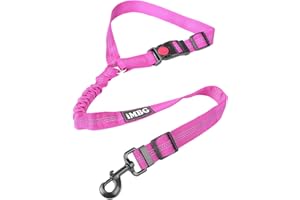iMBG Dog Seat Belts for Car, Adjustable Nylon Restraint Car Seat Belt for Dog, Strong Dog Car Safety Harness with Elastic Bungee Buffer, 360 Degree Swivel Attach Won't Twist