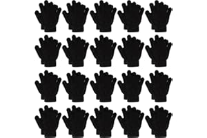 Rcanedny 20 Pairs Kids Winter Gloves Knit Stretchy Gloves for Boy and Girl Students Class Prize Christmas Gifts
