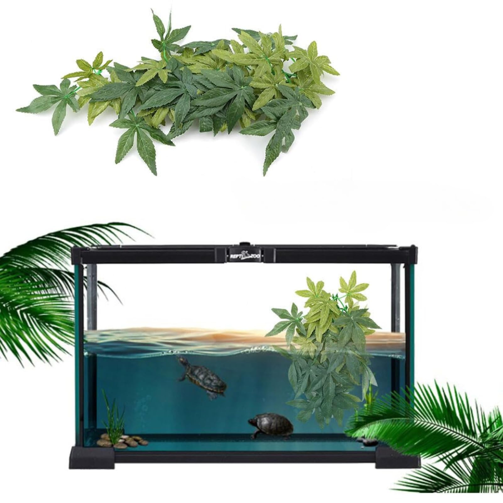 Jadeshay Aquarium Plant Reptile Fish Tank Decorations Artificial Plastic Aquarium Fake Leaves Reptile Terrarium Green Ornaments Decoration(40cm)