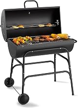 VonHaus Charcoal BBQ XL Portable Barrel Grill with Warming Rack & Temperature view 9