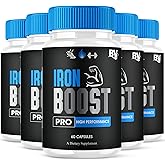 Iron Boost Pro Premium Performance Capsules, Iron Boost Advanced Health Supplement Pills, Iron Boost Premium Daily Health Support and Overall Wellness Formula by Blue Vibe (5 Pack - 300 Capsules)