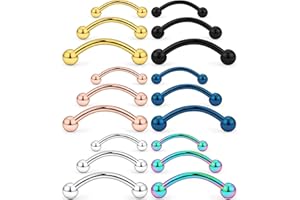 SCERRING 18-36PCS 16G Stainless Steel Eyebrow Tragus Helix Rook Daith Earrings Tongue Nipple Belly Lip Ring Barbell Body Piercing Jewelry 6-16mm