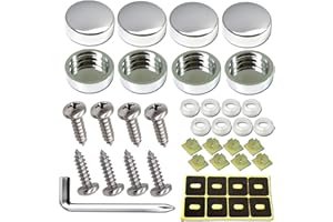 ZXFOOG Stainless Steel License Plate Screws-Rust Proof Car Tag Bolts for Fastening Front or Rear License Plate Frames with Screw Black Caps (M6 Screws+Chrome Caps)