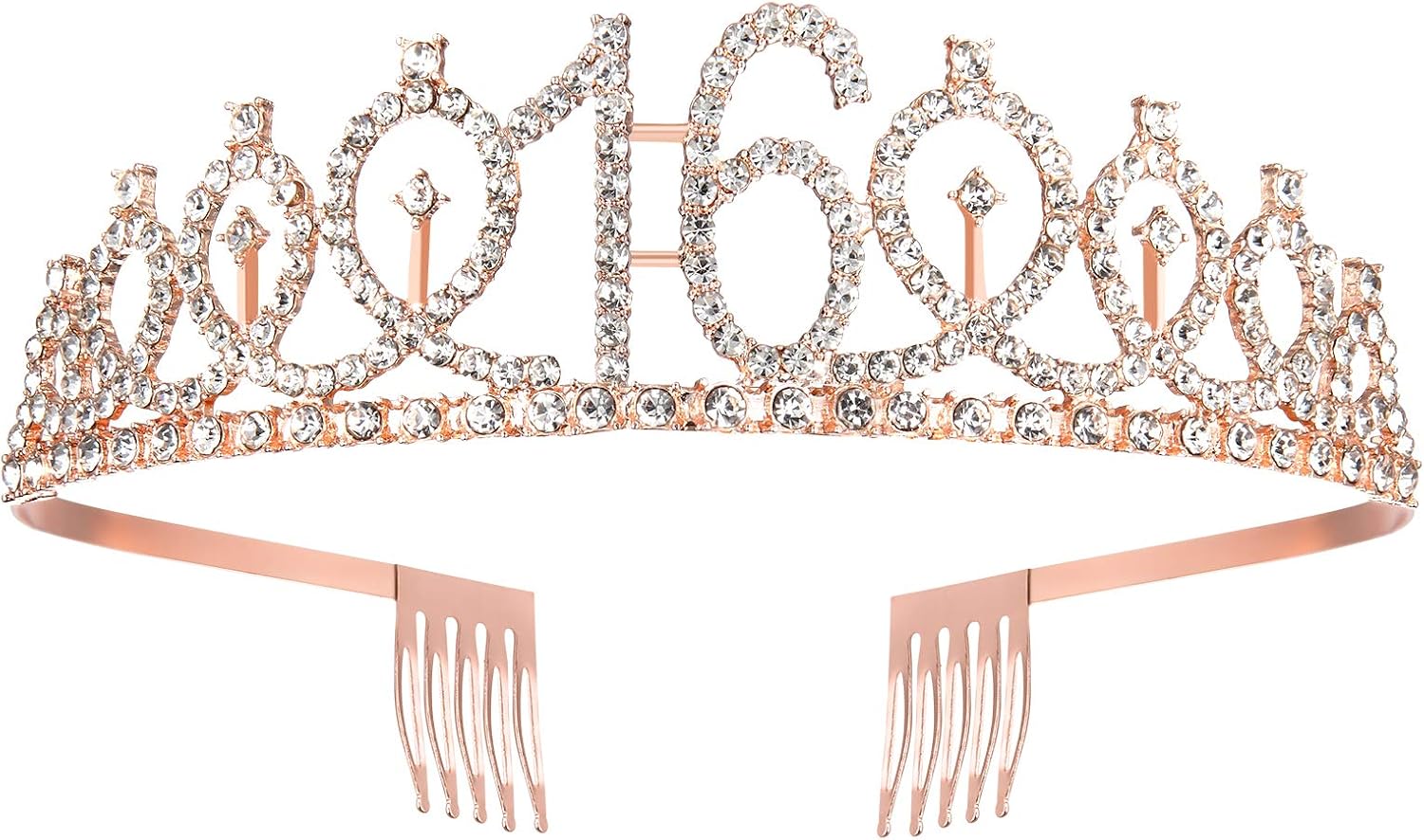 SZHUIHER 16th Birthday Tiara and Sash for Girls Sweet Sixteen Party Favor Supplies, Rose Gold - Image 5