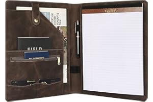 DUKE&COW Personalized Leather Portfolio for Men, Engraved Leather Clipboard Portfolio Binder, Custom Leather Resume Padfolio for Women, Christmas Gift for His/Her (Notepad, Grey-Standard)