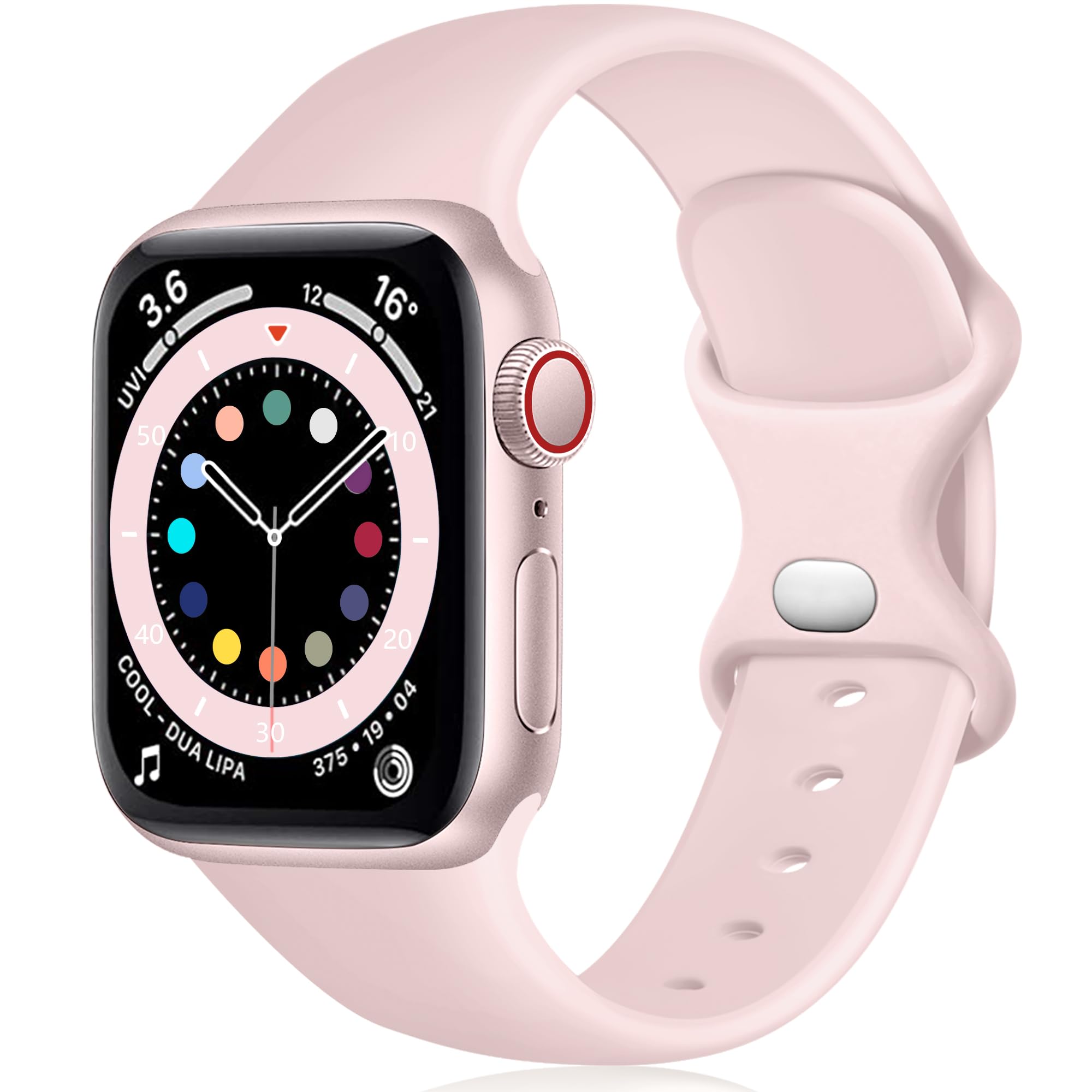 Epova Silicone Strap Compatible with Apple Watch Strap 44mm 42mm 45mm 46mm 49mm, Replacement Straps for Apple Watch Ultra/iWatch SE Series 11 10 9 8 7 6 5 4 3 2 1, Light Pink, Large