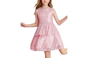 Danna Belle Girls Sequin Dress Sleeveless Party Birthday Dual-Layer Dresses 6-14