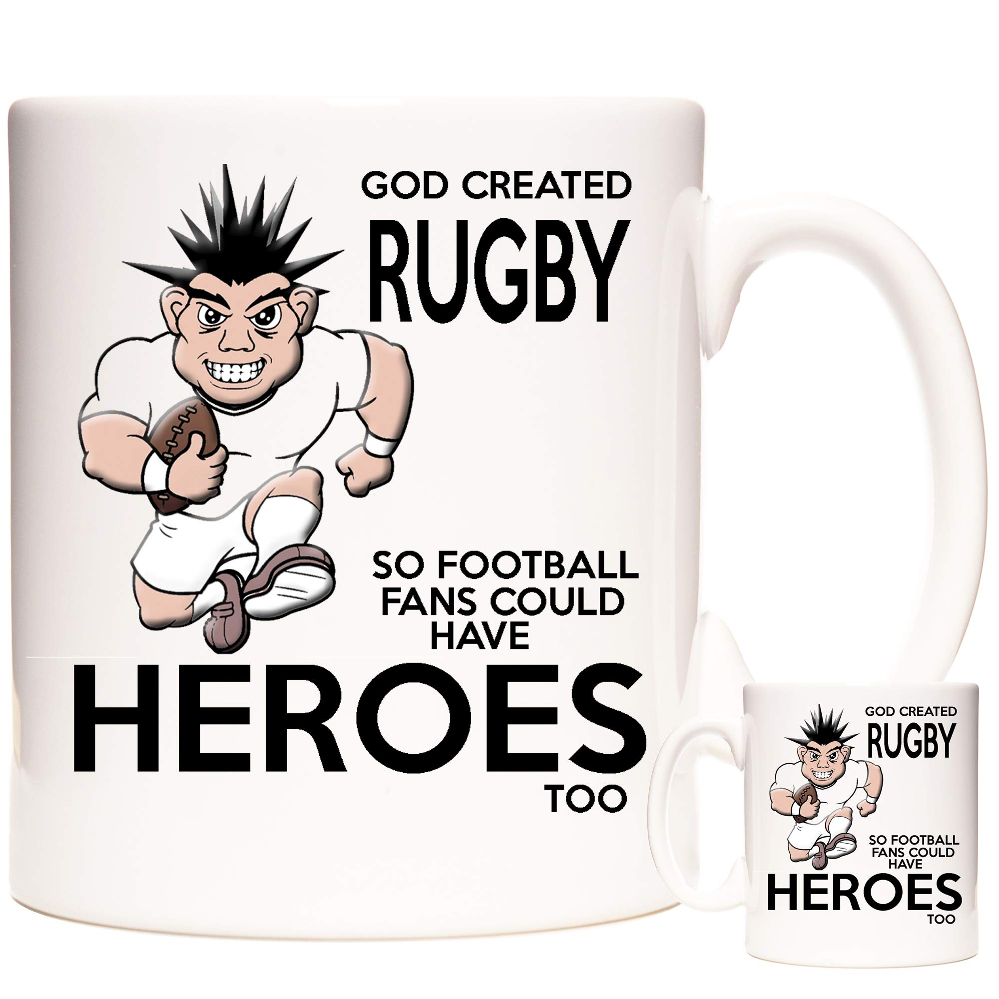 KAZMUGZ Rugby Mug God Created Rugby so Football Fans Would Have Heroes Too. Rugby Fan Gift Coffee Mug Tea Cup.